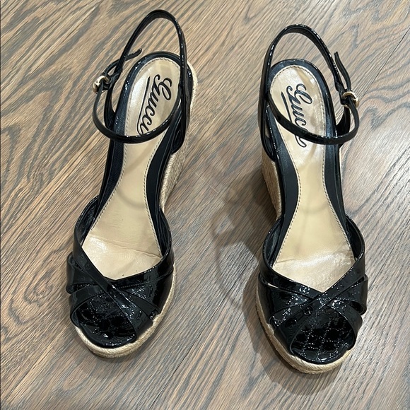 Gucci Black Strappy Wedge Sandals - Picture 6 of 7